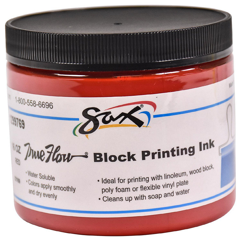 Sax Water Soluble Block Printing Ink, 1 Pint Jar, Primary Red Image