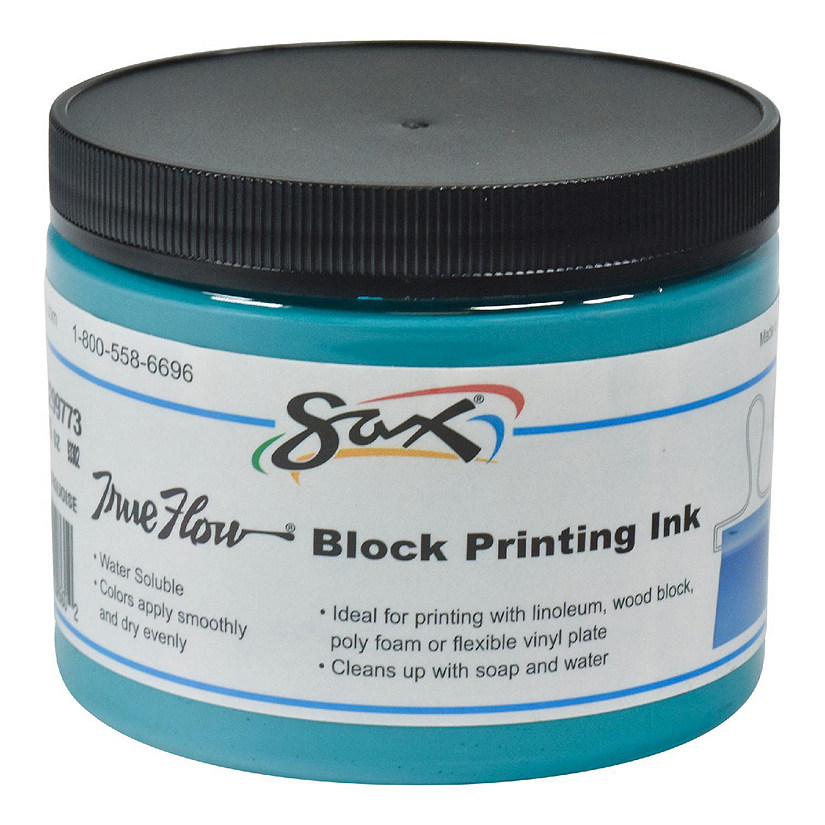 Sax Water Soluble Block Printing Ink, 1 Pint Jar, Turquoise Image