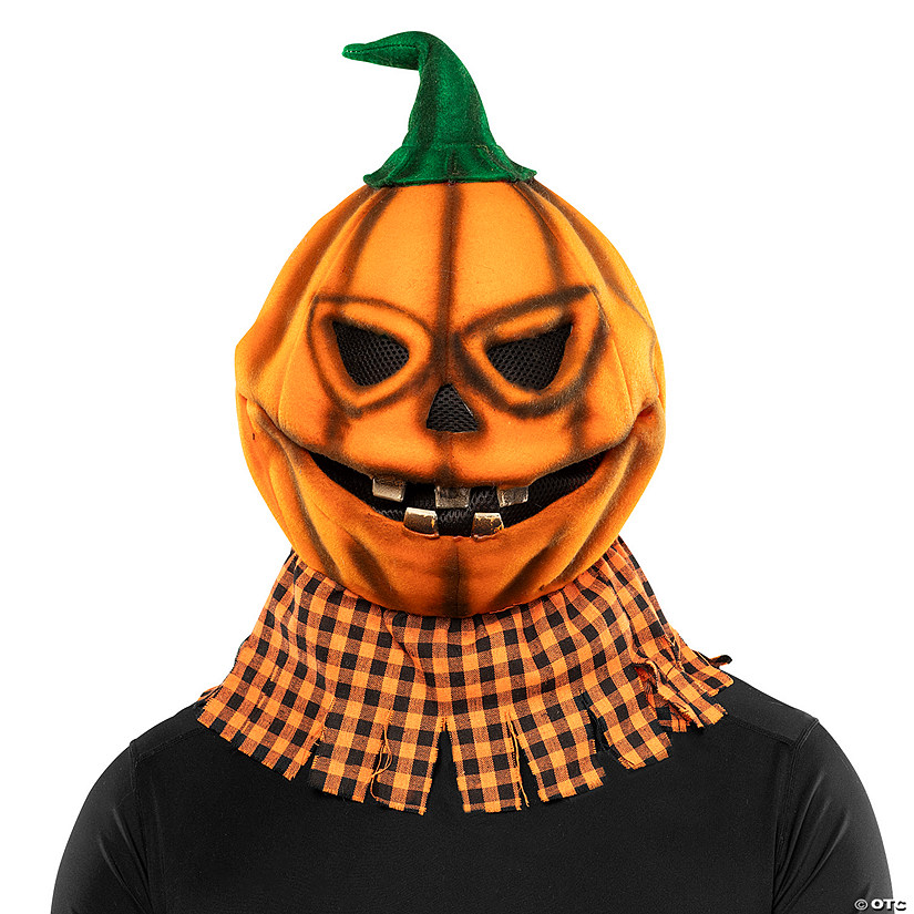 Scarecrow Pumpkin Head Mask With Hat Costume Accessory Image