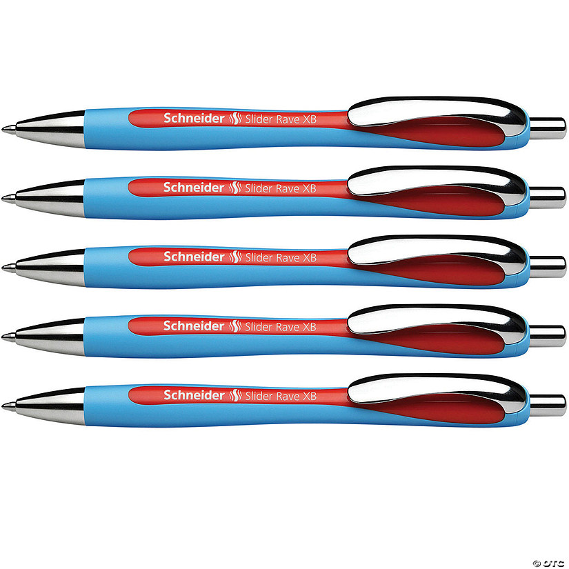 Schneider Rave Retractable Ballpoint Pen, ViscoGlide Ink, 1.4 mm, Red, Pack of 5 Image