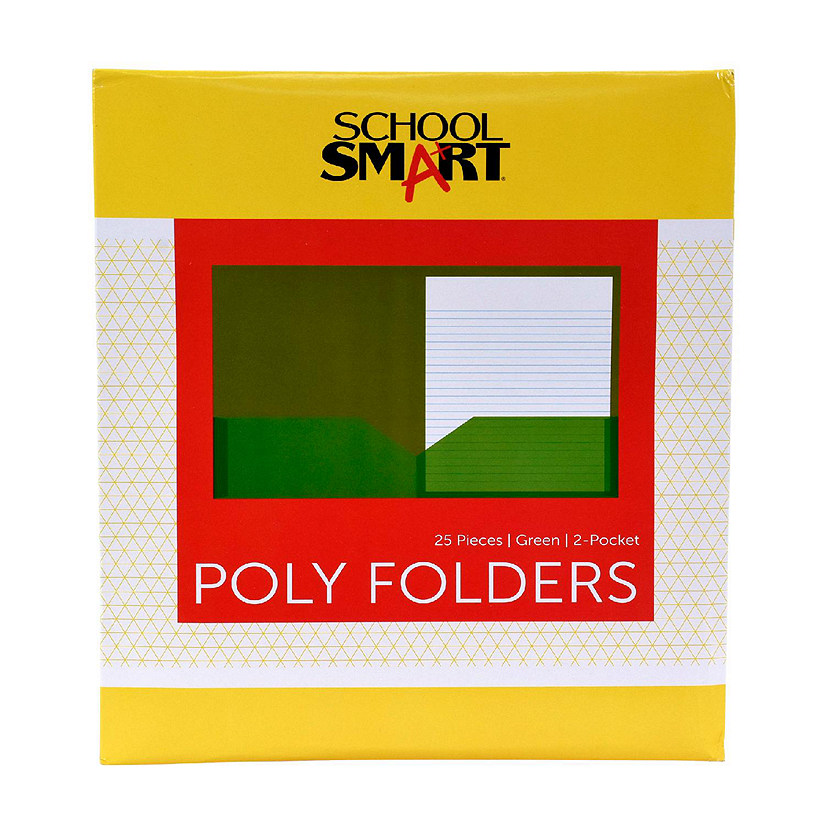 School Smart 2-Pocket Poly Folders, Green, Pack of 25 Image