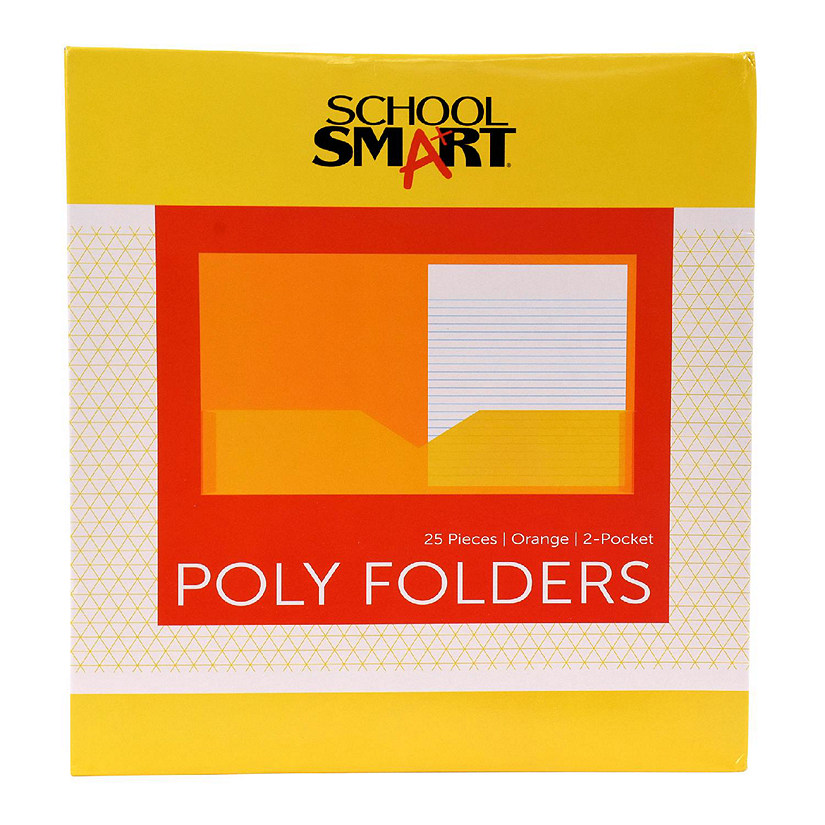 School Smart 2-Pocket Poly Folders, Orange, Pack of 25 Image