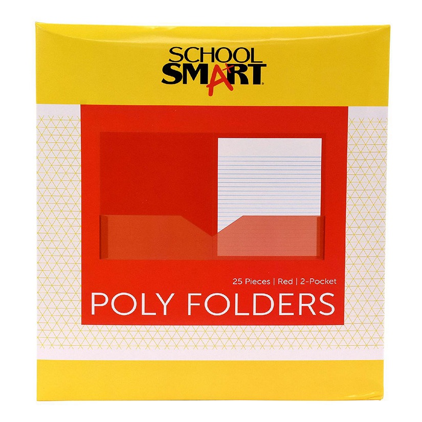 School Smart 2-Pocket Poly Folders, Red, Pack of 25 Image