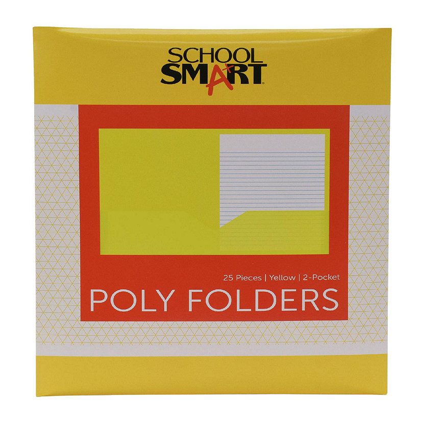 School Smart 2-Pocket Poly Folders, Yellow, Pack of 25 Image