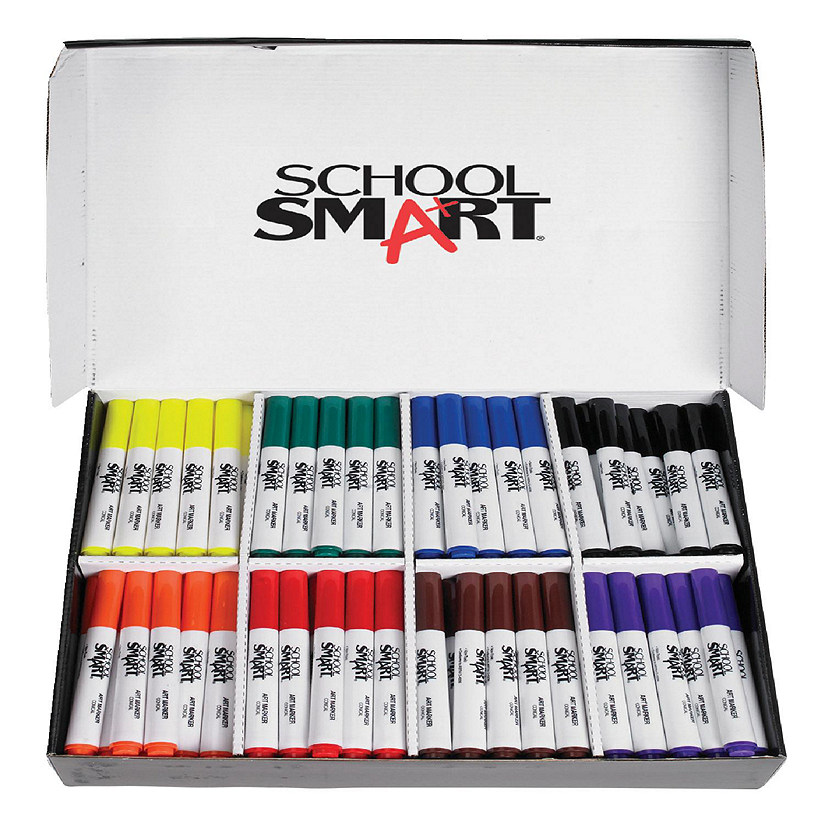 School Smart Art Markers, Conical Tip, Assorted Colors, Set of 200 Image