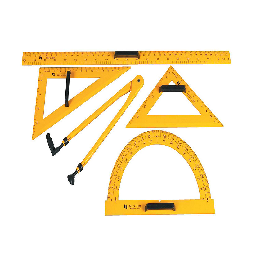 School Smart Drafting Tools Kit, Yellow, Set of 5 Image