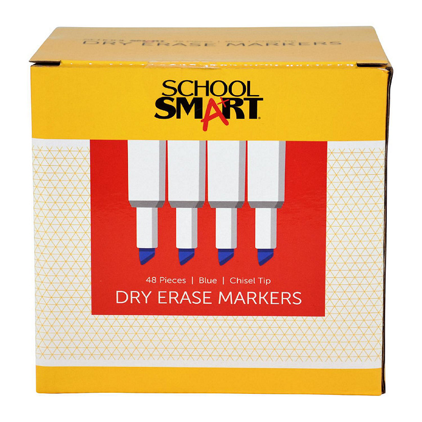 School Smart Dry Erase Markers, Chisel Tip, Low Odor, Blue, Pack of 48 Image