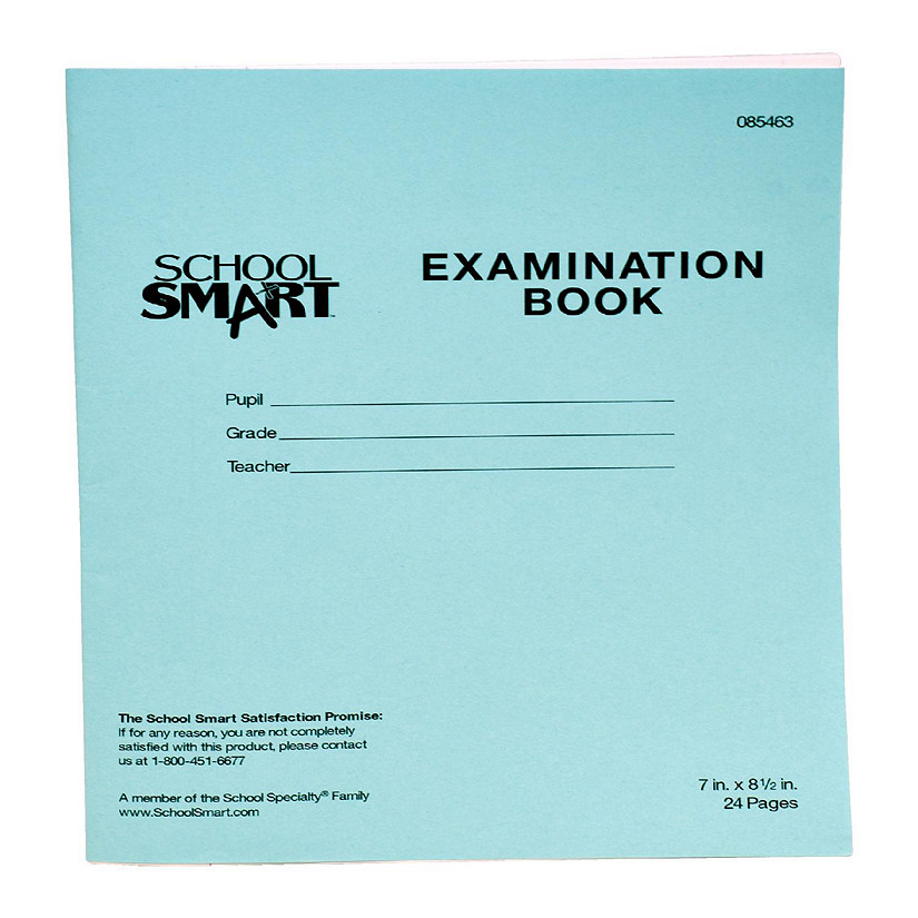 School Smart Examination Blue Book with 24 Pages, 7 x 8-1/2 Inches, Pack of 50 Books Image