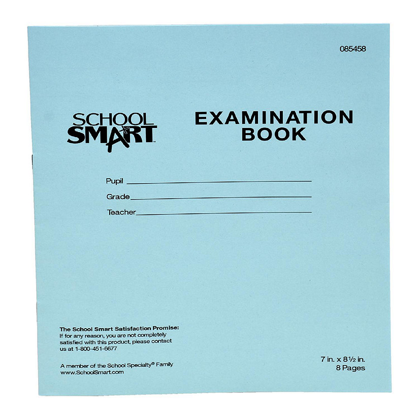 School Smart Examination Blue Books, 7 x 8-1/2 Inches, 8 Pages, Pack of 100 Image