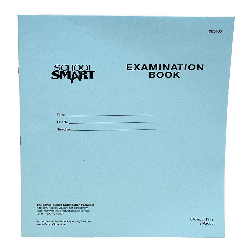 School Smart Examination Blue Books, 8-1/2 x 11 Inches, 8 Pages, Pack of 100 Image