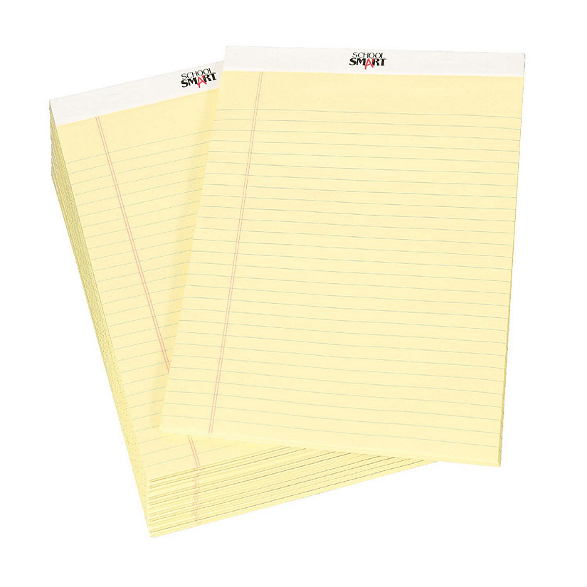 School Smart Legal Pad, 8-1/2 x 11-3/4 Inches, Canary, 50 Sheets, Pack of 12 Image