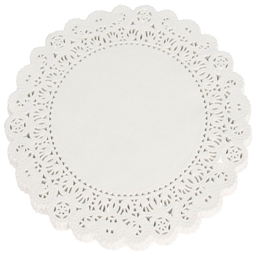 School Smart Paper Die Cut Round Lace Doilies, 8 Inches, White, Pack of 100 Image