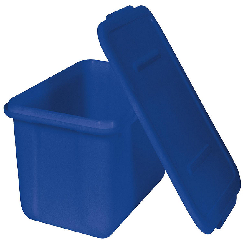 School Smart Storage Tote with Snaptite Lid, 11-3/4 x 15-1/2 x 7-1/2 Inches, Blue Image