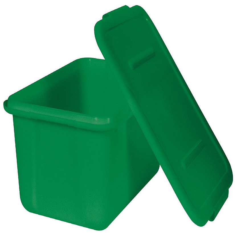School Smart Storage Tote with Snaptite Lid, 11-3/4 x 15-1/2 x 7-1/2 Inches, Green Image