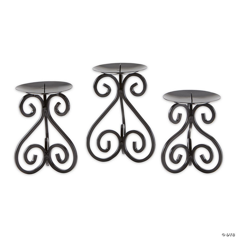 Scrollwork Candle Stand (Set Of 3) 4.75X4.75X6.75" Image