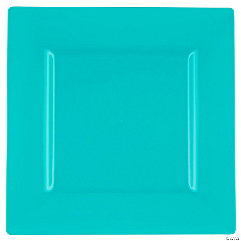 Sea Aqua Square Disposable Plastic Dinnerware Value Set (20 Settings) Image