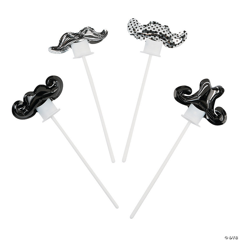 Self-Inflating Mustache Mylar 4" Balloons - 12 Pc. Image