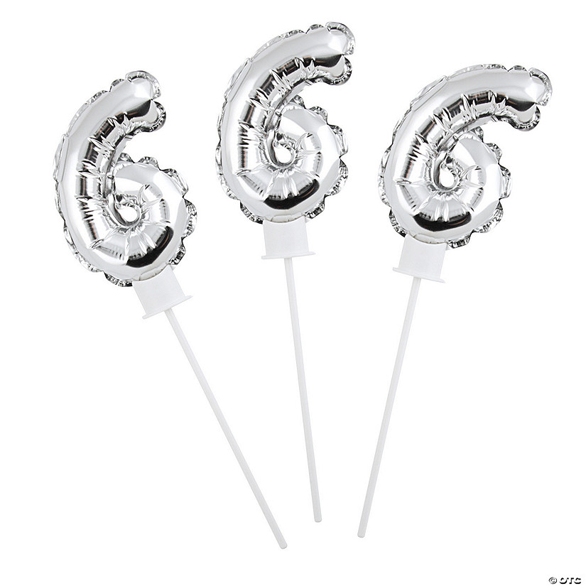 Self-Inflating Number 6 6" Mylar Balloons - 6 Pc. Image