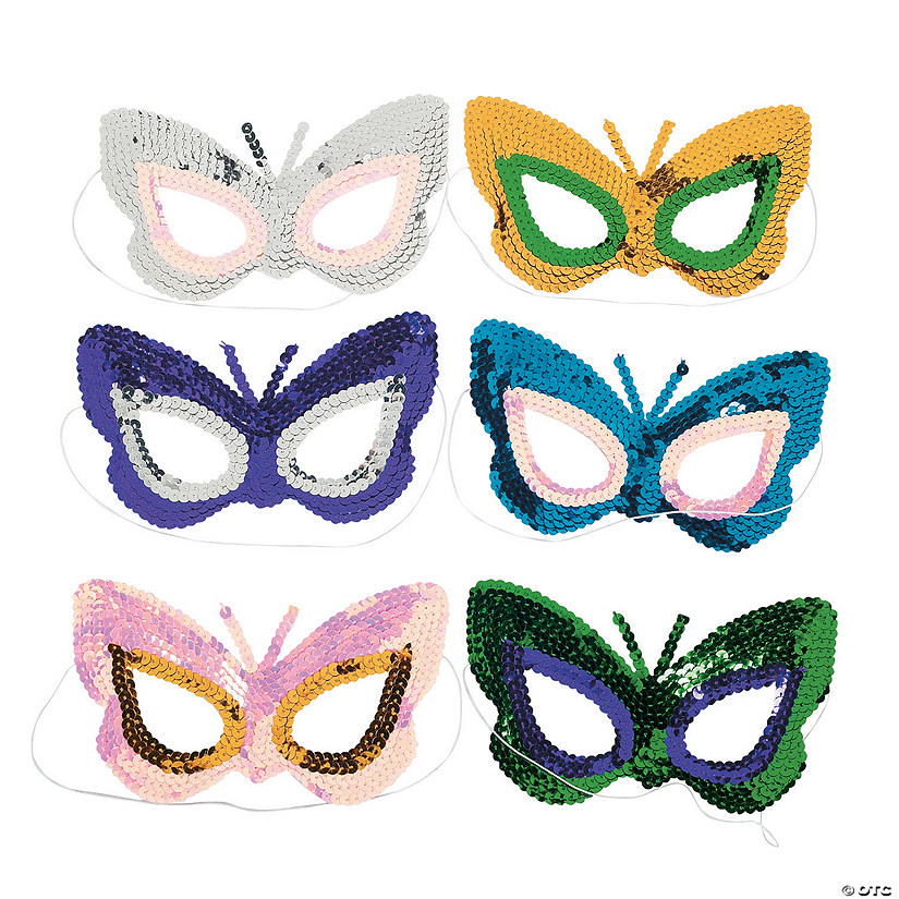 Sequin Butterfly Masks- 12 Pc. Image