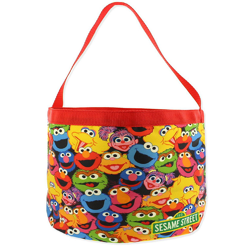 Sesame Street Elmo Boys Girls Collapsible Nylon Gift Basket Bucket Toy Storage Tote Bag (One Size, Red/Multi) Image