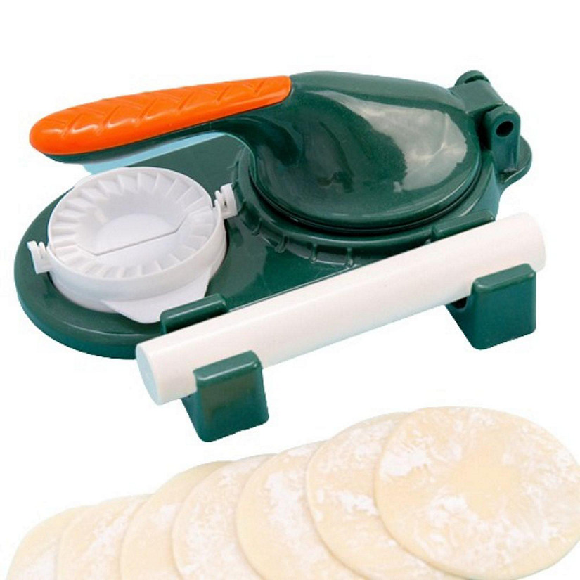 Set/3pcs; Household Dumpling Leather Mold; Handmade Dumpling Artifact; Rolling Pin Three-piece Set Of Small Tools; Kitchen Supplies (Green) Image
