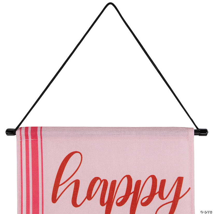Set of 2 Pink "Welcome" and "Happy Valentine's Day" Outdoor Door Banners 71" Image