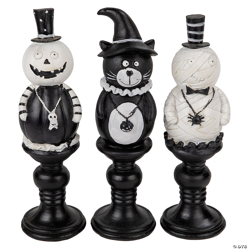 Set of 3 Halloween Candlestick Decorations 8.25" Image