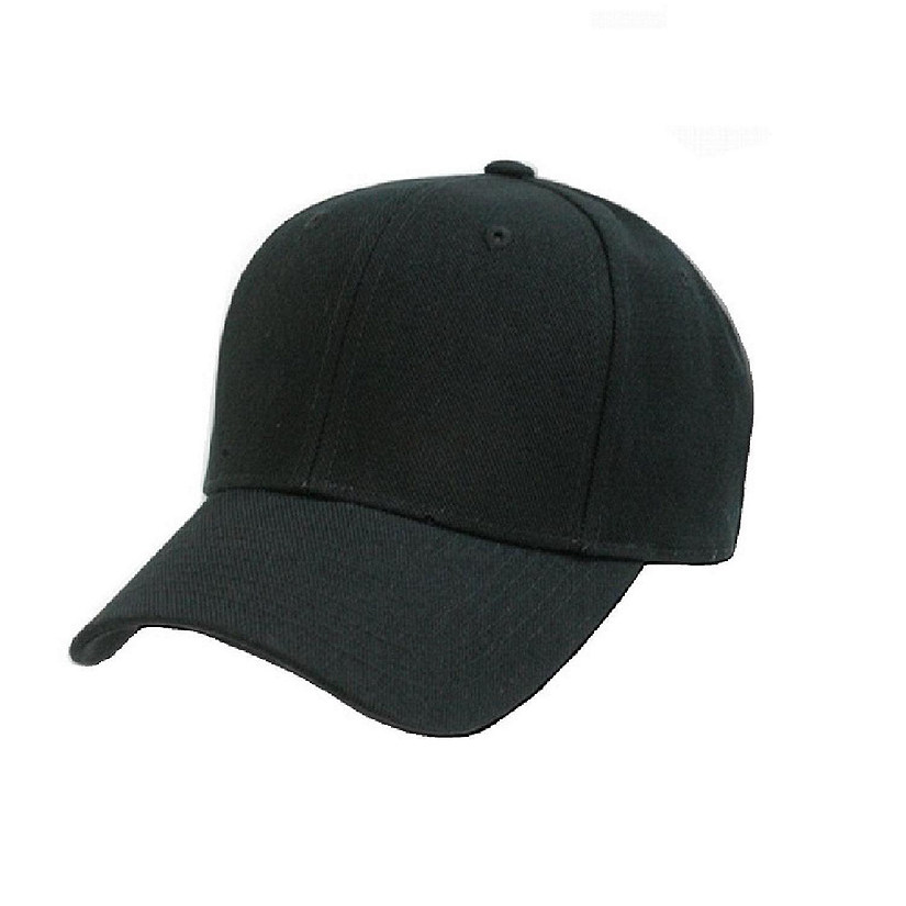 Set of 3 Plain Baseball Cap - Blank Hat with Solid Color and (Black) Image