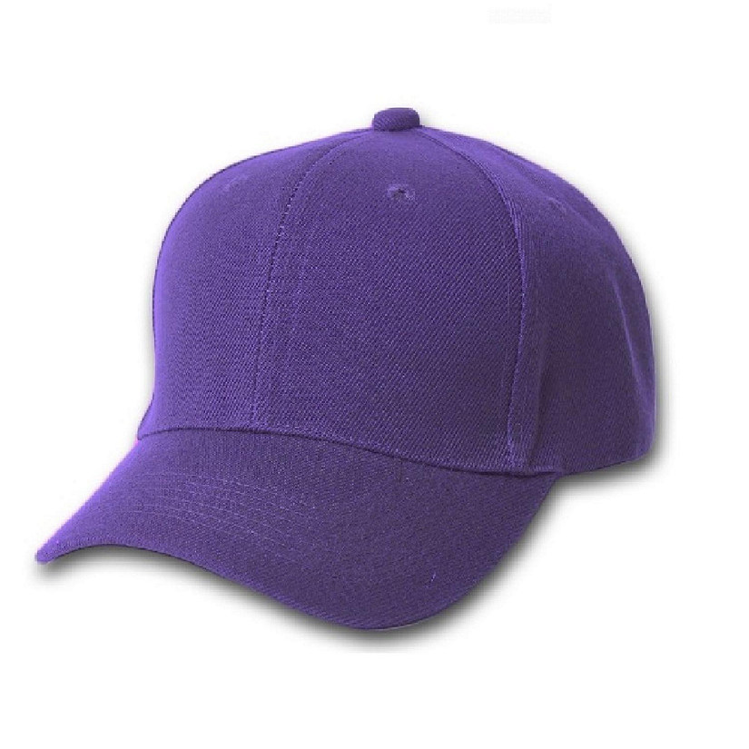 Set of 3 Plain Baseball Cap - Blank Hat with Solid Color and (Purple) Image