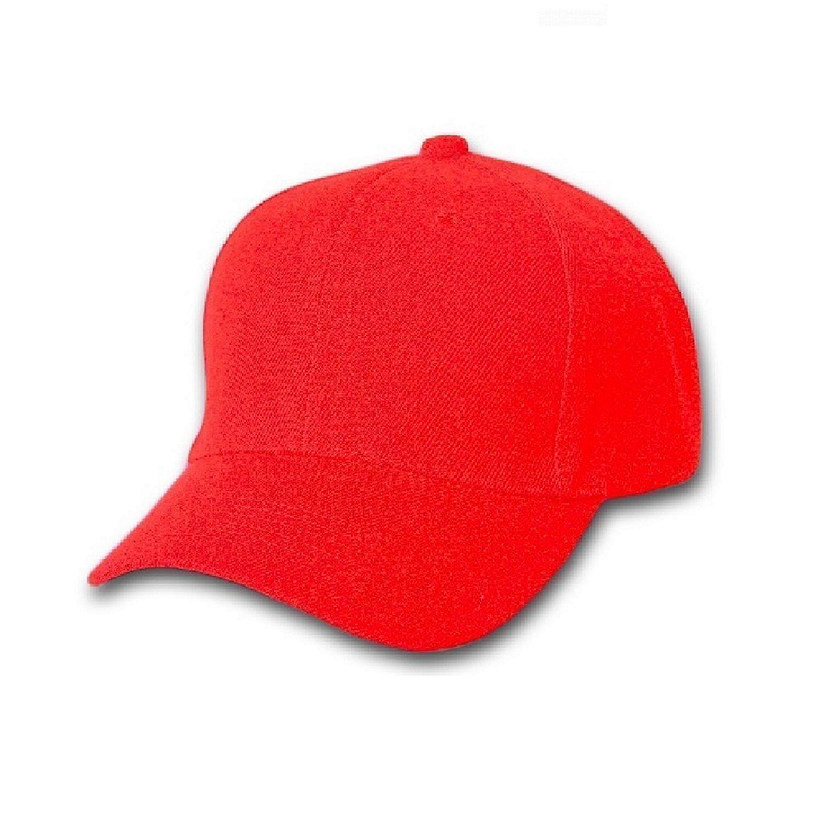 Set of 3 Plain Baseball Cap - Blank Hat with Solid Color and (Red) Image