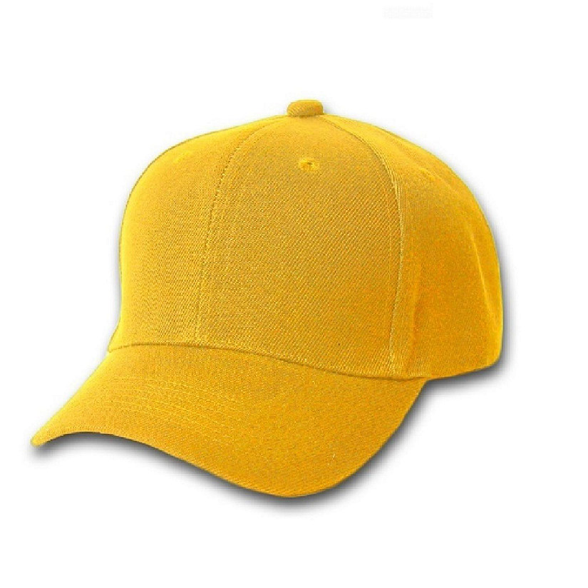 Set of 3 Plain Baseball Cap - Blank Hat with Solid Color and (Yellow) Image