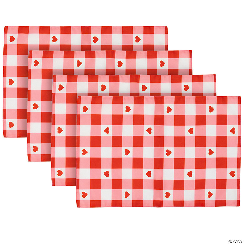 Set of 4 Checkered Hearts Valentine's Day Placemats 18" Image