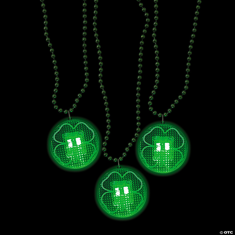 Shamrock Light-Up Necklaces - 12 Pc. Image