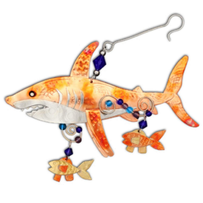 Shark with Fish Metal Christmas Tree Ornament 5 Inch Fair Trade Multicolor Image