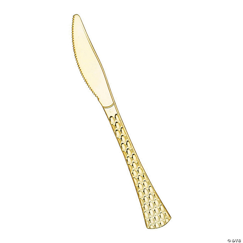 Shiny Gold Glamour Cutlery Disposable Plastic Knives (168 Knives) Image
