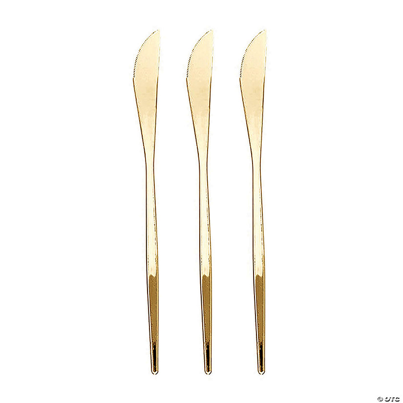 Shiny Gold Moderno Disposable Plastic Dinner Knives (120 Knives) Image