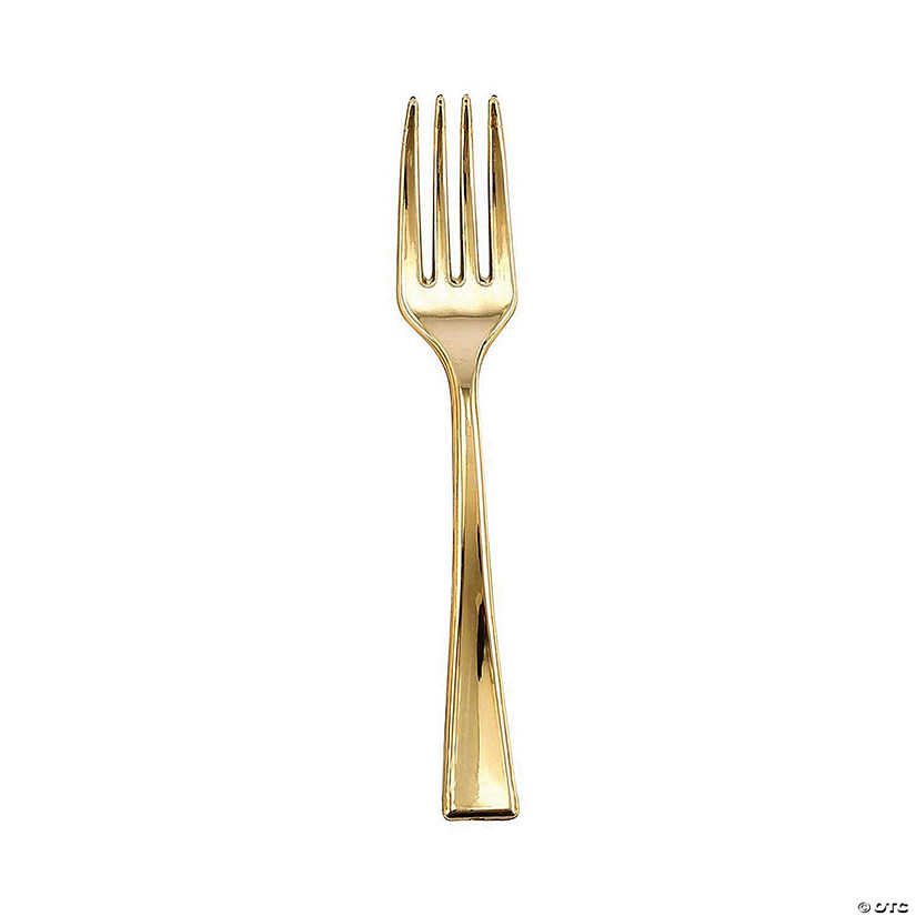 Shiny Metallic Gold Mini Plastic Disposable Tasting Forks (240 Forks) Image