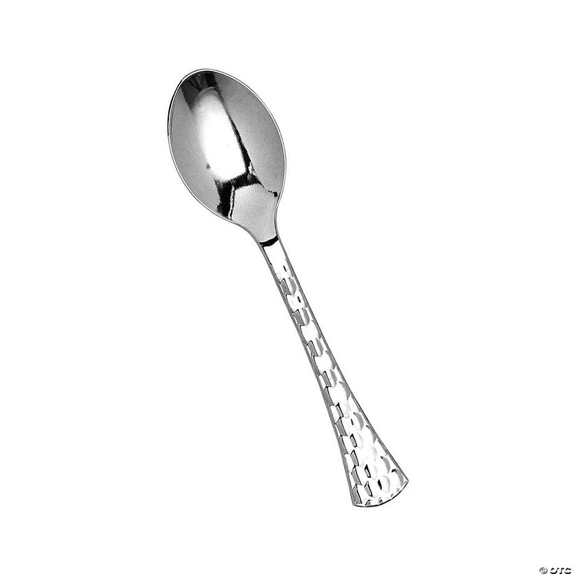 Shiny Silver Glamour Cutlery Disposable Plastic Spoons (288 Spoons) Image