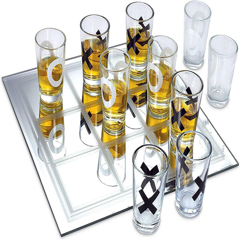 Shot Glass Tic Tac Toe Game  10 FULL-SIZED Shot Glasses Included Image