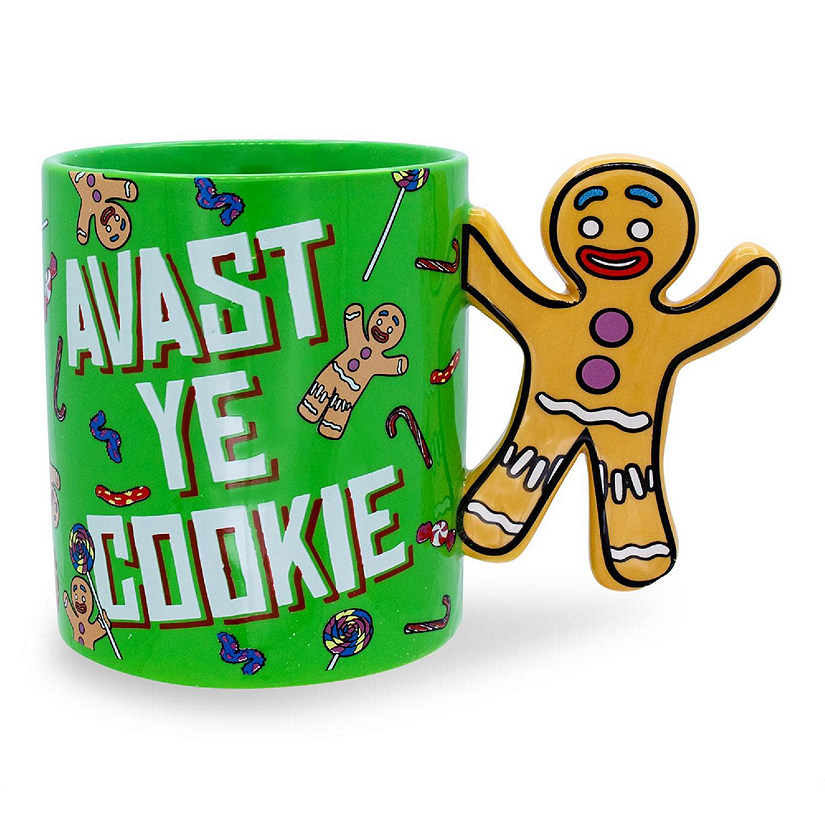 Shrek Gingerbread Man "Avast Ye Cookie" Ceramic Mug With Sculpted Handle Image