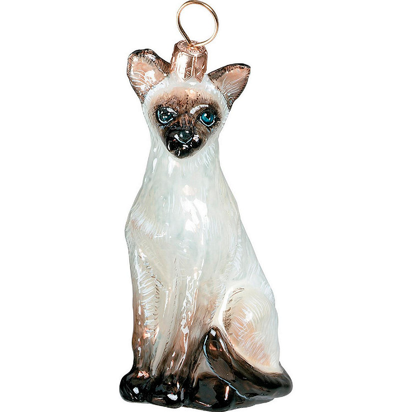 Siamese Oriental Cat Glass Polish Christmas Ornament Made in Poland Decoration Image