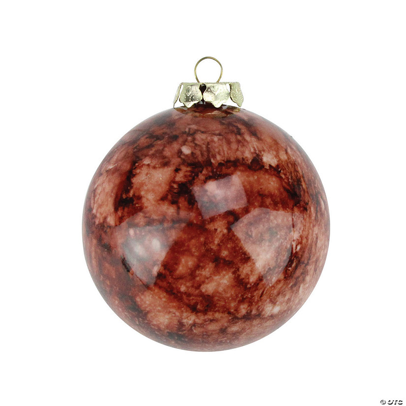 Sienna Brown Marbled Shatterproof Christmas Ball Ornaments 3.25", Set of 4 Image