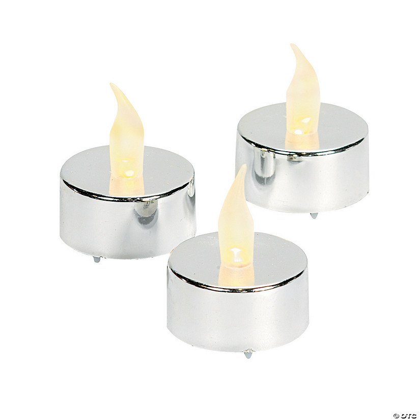 Silver Battery-Operated Tea Light Candles - 12 Pc. Image