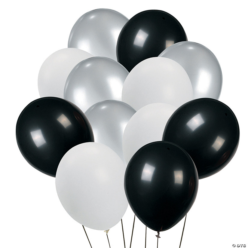 Silver, Black & White Balloon Bouquet - 49 Pc. Image