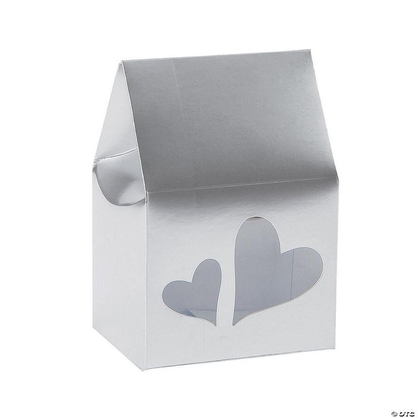 Silver Boxes with Heart Window - 12 Pc. Image