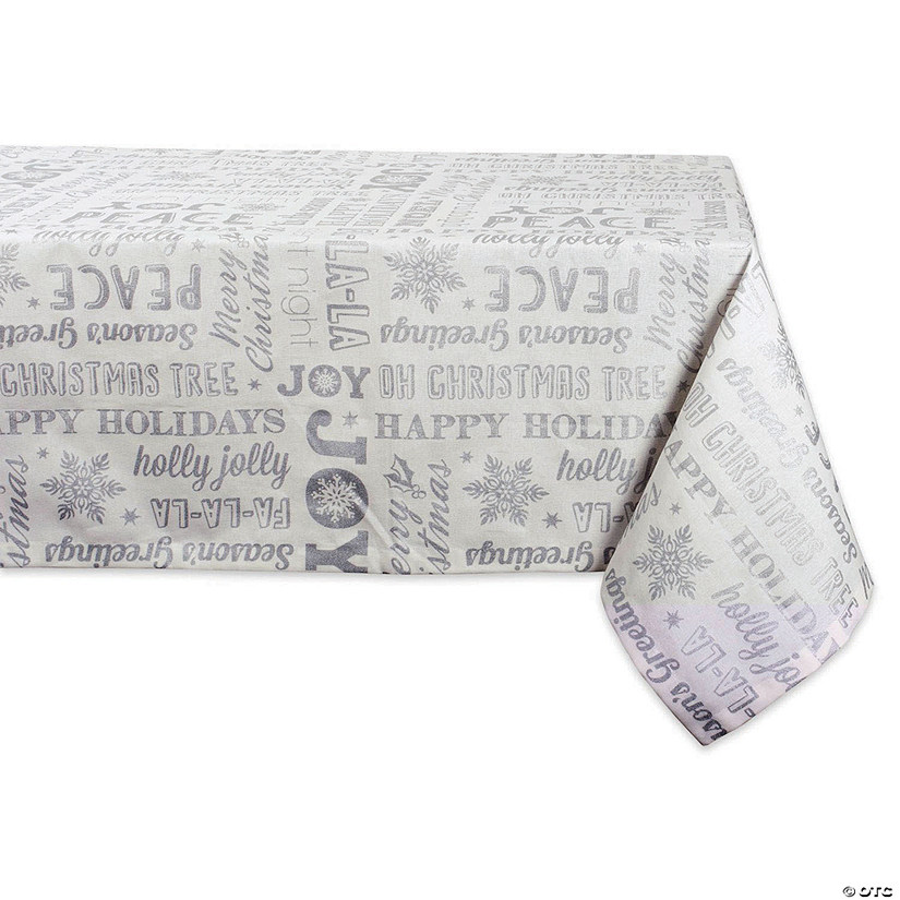 Silver Christmas Collage Tablecloth 60X84 Image