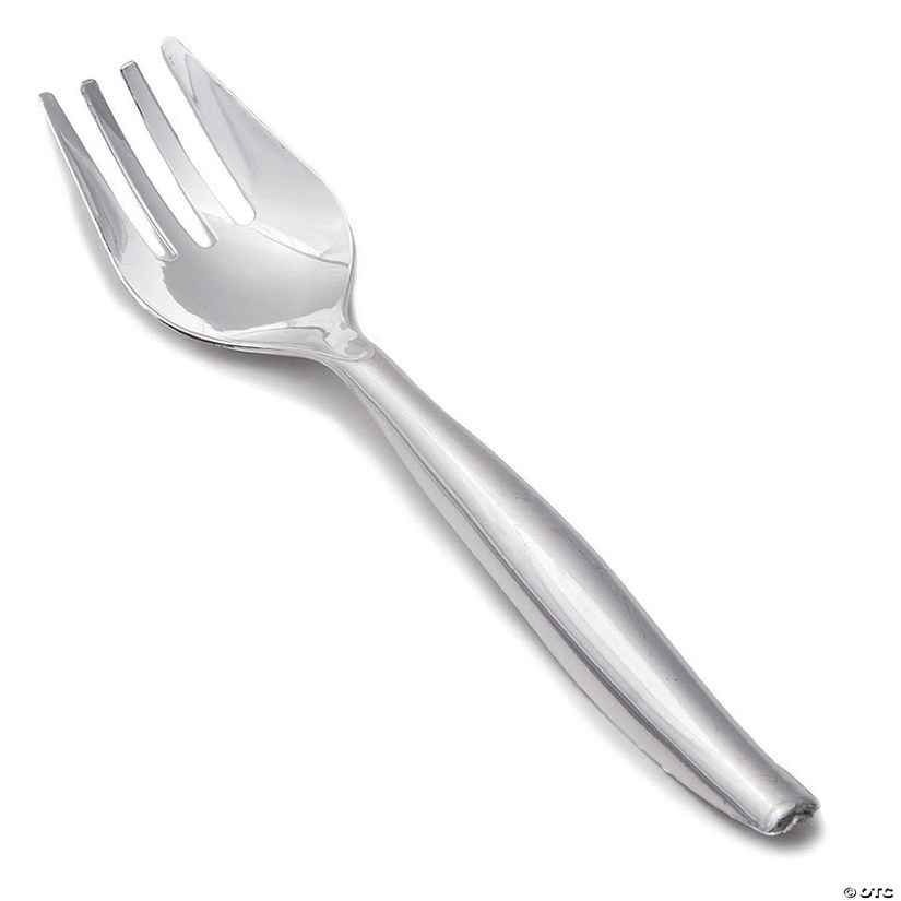 Silver Disposable Plastic Serving Forks (85 Forks) Image