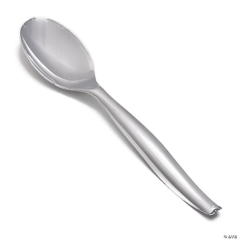 Silver Disposable Plastic Serving Spoons (85 Spoons) Image