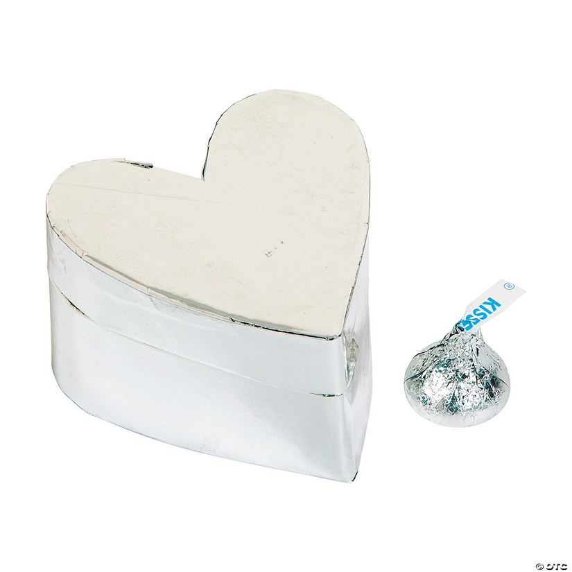 Silver Heart-Shaped Favor Boxes - 12 Pc. Image