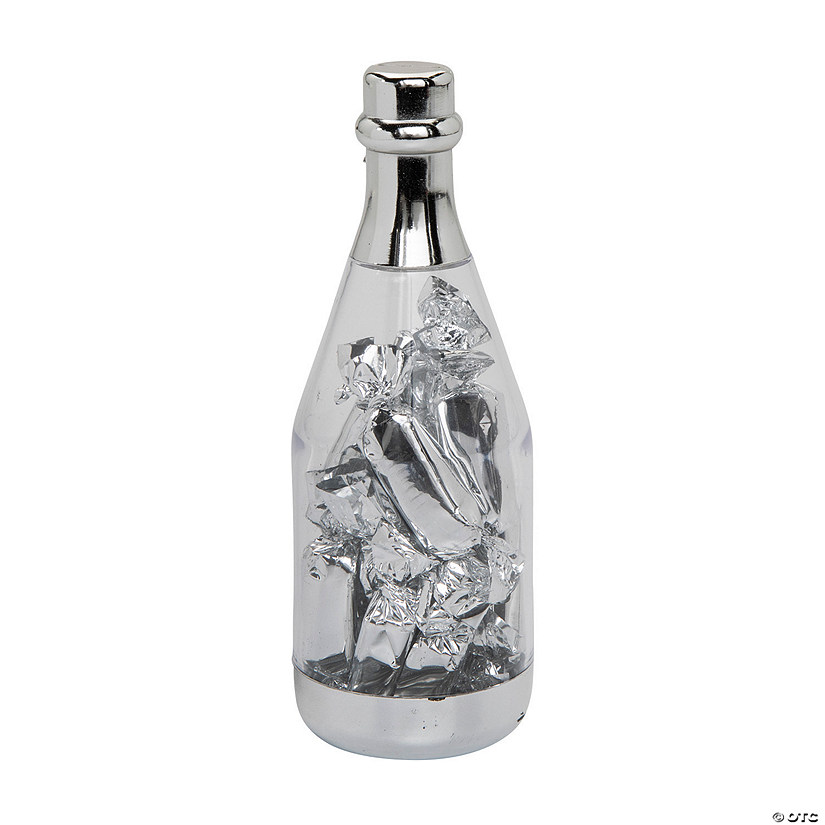 Silver Plastic Champagne Bottle Containers - 12 Pc. Image